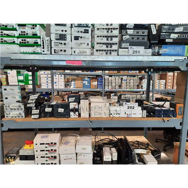 SHELF OF ASSORTED ELECTRICAL COMPONENTS