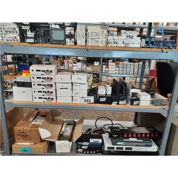 SHELF OF ASSORTED ELECTRICAL COMPONENTS