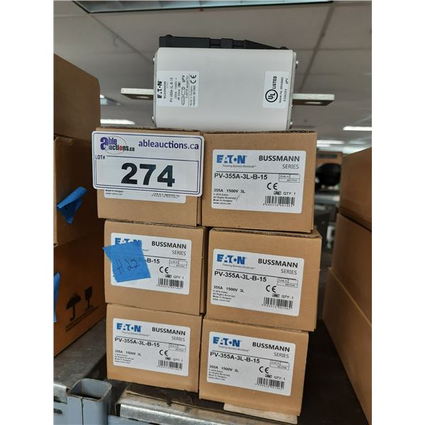 6 BUSSMANN PV-355A-3L-B-15 INDUSTRIAL FUSES