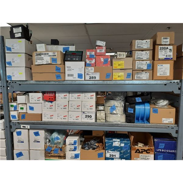 SHELF OF ASSORTED ELECTRICAL COMPONENTS