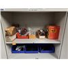 Image 2 : GREY METAL 2 DOOR 5 TIER STORAGE CABINET WITH CONTENTS OF ASSORTED ELECTRICAL TOOLS, PROBES AND