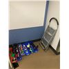 Image 8 : CONTENTS OF SUPPLY CORNER INCLUDING 1 METAL 2 DOOR 5 TIER STORAGE CABINET WITH CONTENTS OF ASSORTED