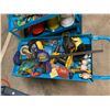 Image 2 : BLUE METAL TWO TIER INDUSTRIAL PRODUCT CART WITH CONTENTS OF ASSORTED HAND TOOLS, DEWALT DRILL,