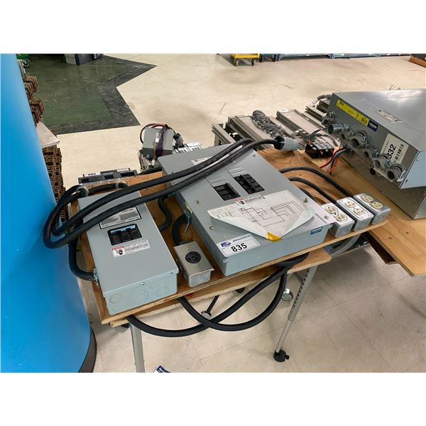 4 ASSORTED BREAKER PANELS WITH SWITCHES MOUNTED ON PLYWOOD 4-assorted-breaker-panels-with-switches-mounted-on-plywood