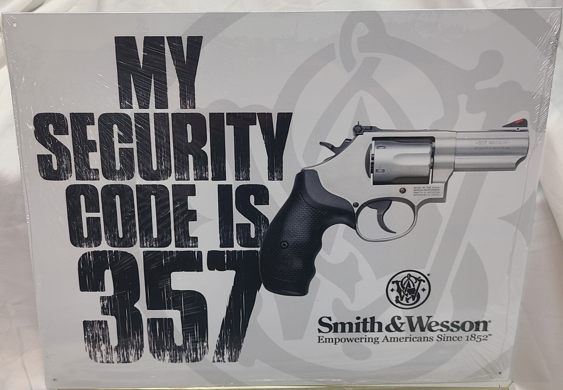 Security Code 357 Tin Sign - Revolver Sign - NEW