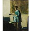 Image 1 : Polish Oil on Canvas Woman Reading Letter