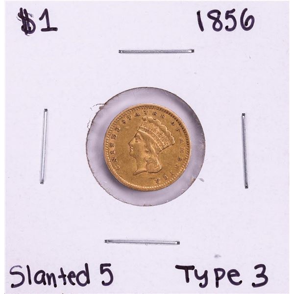 1856 Slanted 5 Type 3 $1 Liberty Head Gold Dollar Coin