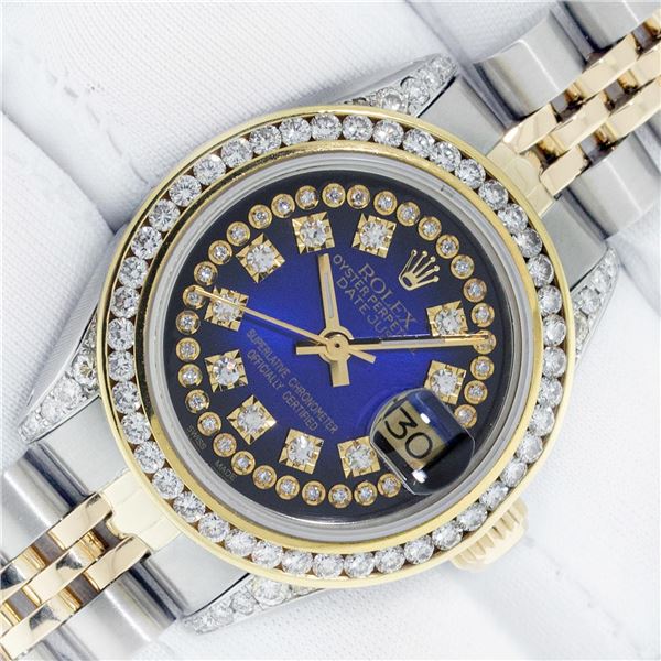 Rolex Ladies Two Tone Diamond Datejust Wristwatch with Rolex Box