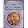 Image 1 : 1925 $20 St. Gaudens Double Eagle Gold Coin PCGS MS61 Old Green Rattler Holder