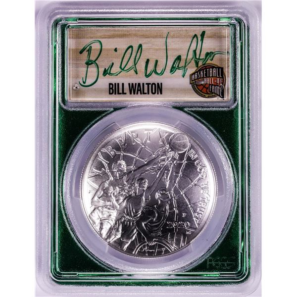 2020-P $1 Basketball HOF Silver Dollar Coin PCGS MS70 Bill Walton Signature FDOI
