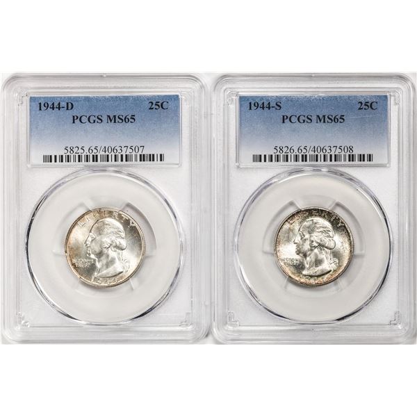 Lot of 1944-D & 1944-S Washington Quarter Coins PCGS MS65