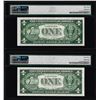 Image 2 : (2) Consecutive 1935G w/ Motto $1 Silver Certificate Notes PMG Choice Uncirculated 63