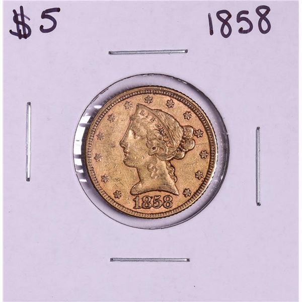1858 $5 Liberty Head Half Eagle Gold Coin