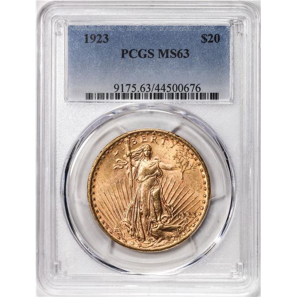 1923 $20 St. Gaudens Double Eagle Gold Coin PCGS MS63