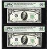 Image 1 : Lot of (2) Consecutive 1950 $10 Federal Reserve Notes STL PMG Gem Uncirculated 66EPQ