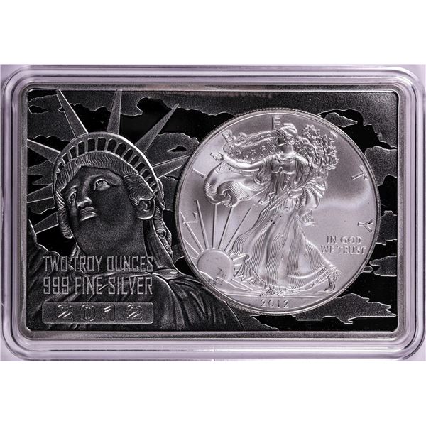 2012 $1 American Silver Eagle Coin & 2oz Silver Bar Set