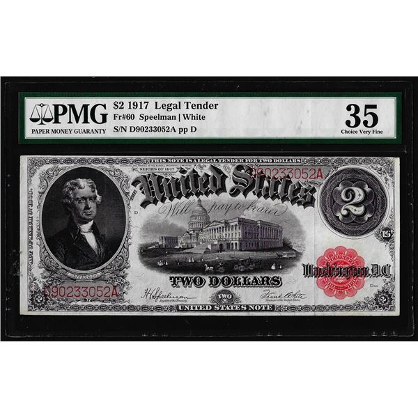 1917 $2 Legal Tender Note Fr.60 PMG Choice Very Fine 35