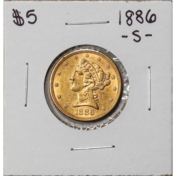 1886-S $5 Liberty Head Half Eagle Gold Coin
