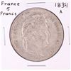 Image 1 : 1834-S France 5 Francs Silver coin