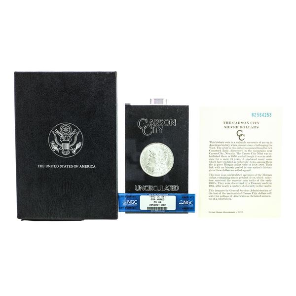 1882-CC $1 Morgan Silver Dollar Coin GSA Hoard Uncirculated NGC MS64