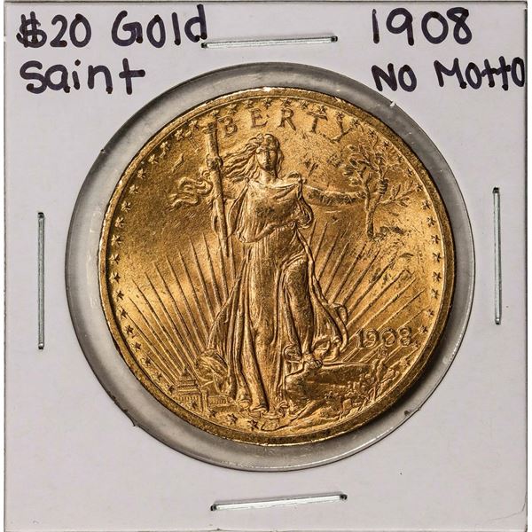 1908 No Motto $20 St Gaudens Double Eagle Gold Coin