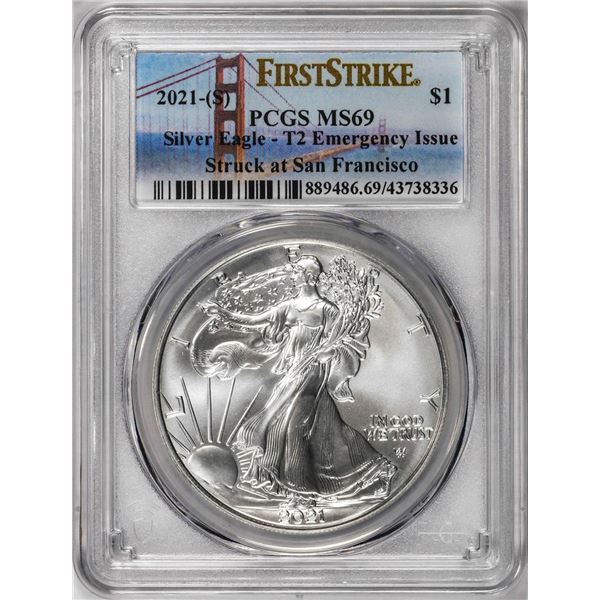 2021-(S) Type 2 $1 American Silver Eagle Coin PCGS MS69 First Strike Emergency Issue