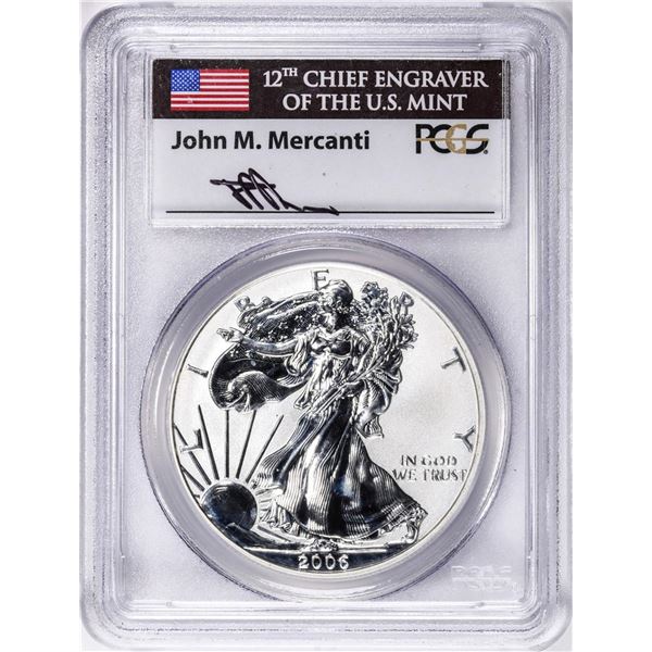 2006-P $1 Reverse Proof American Silver Eagle Coin PCGS PR69 Mercanti Signature