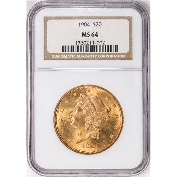 1904 $20 Liberty Head Double Eagle Gold Coin NGC MS64