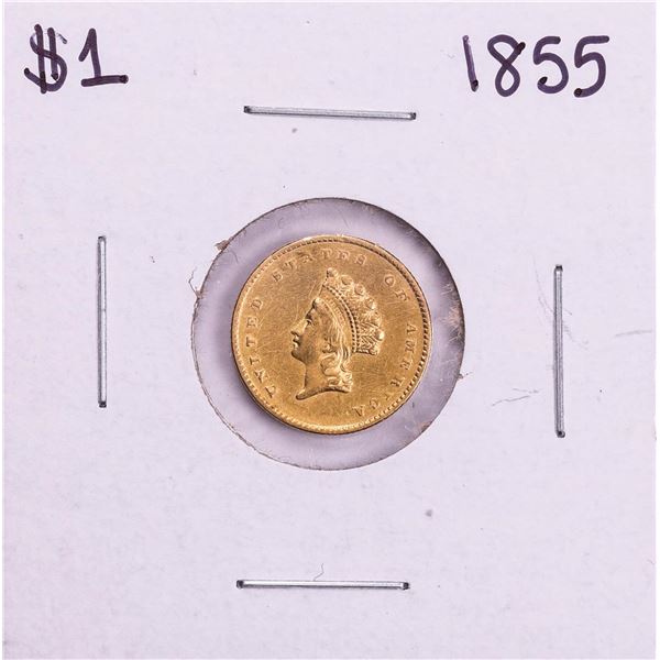 1855 Type 2 $1 Indian Princess Head Gold Dollar Coin