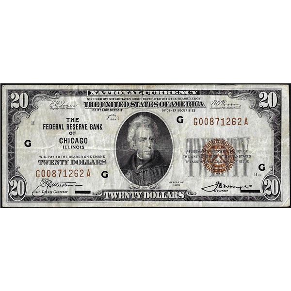 1929 $20 Federal Reserve Bank Note Chicago