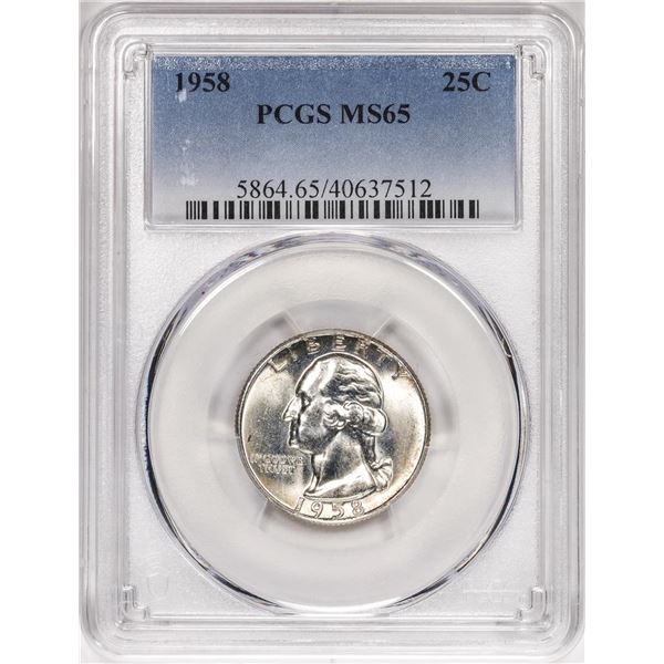 1958 Washington Quarter Coin PCGS MS65