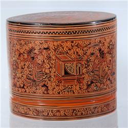 Burmese Red Laquerware Food Container (CLB-038)