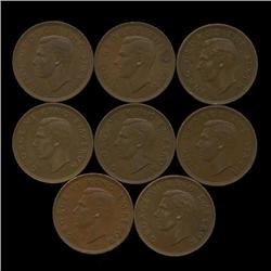 1944-1952 New Zealand AU+ 1/2 Penny Set (COI-1271)