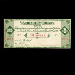 1933 Oregon Depression Warrant $1Crisp Unc (COI-1887)