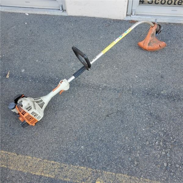 STIHL FS 38 GAS WEED TRIMMER WITH METAL CUTTING BLADES TESTED WORKING