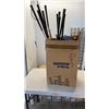 Image 1 : BOX OF GOLF CLUBS HAND SAWS, TENNIS RACKETS