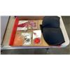 Image 2 : PLASTIC ORGANIZER OF NEW HAIR ACCESSORIES, TOWELS AND MORE WITH TRAY OF ADULT ITEMS