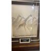 Image 2 : ROBERT BATEMAN PRINT GALLOPING HERD GIRAFFES HAND SIGNED ON GLASS