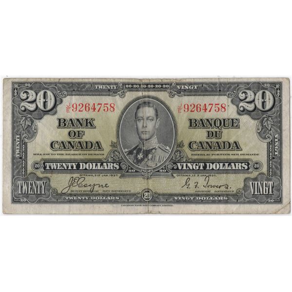 1937 Bank of Canada Twenty Dollar Bill - JE9264758