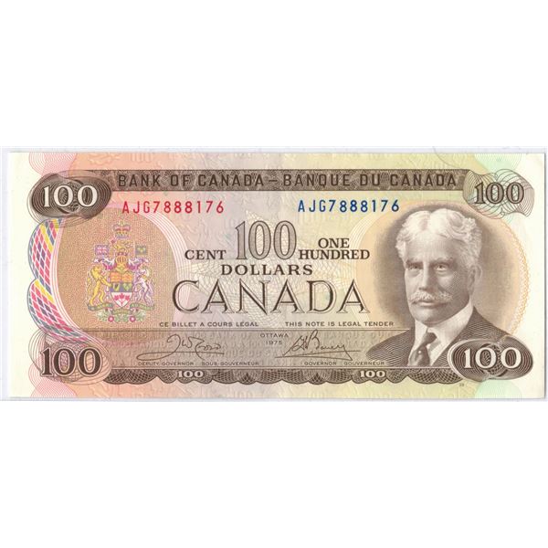 1975 Bank of Canada One Hundred Dollar Bill - AJG7888176