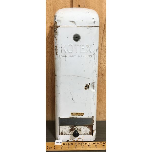 VINTAGE METAL KOTEX SANITARY NAPKINS DISPENSER - 19.5in TALL