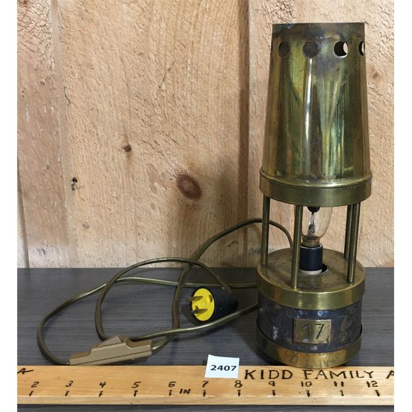 EARLY BRASS LANTERN - APPROX 11in TALL