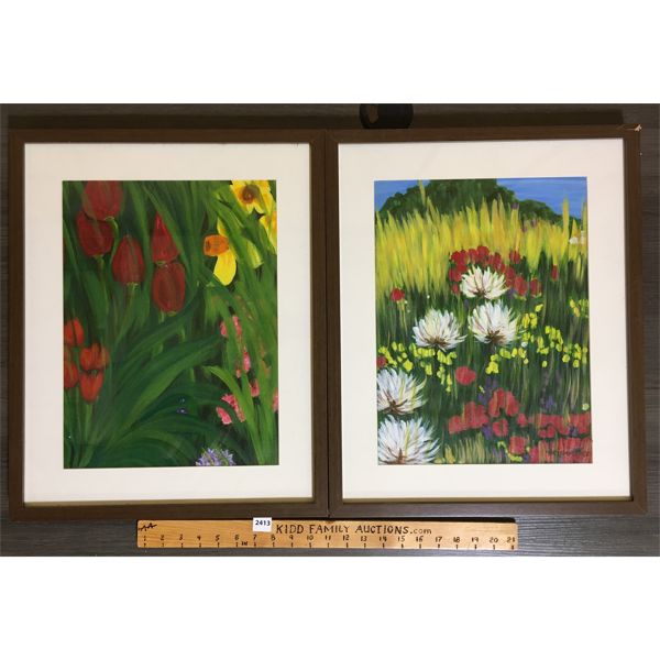 LOT OF 2 - OIL ON BOARD(?) FRAMED ARTWORK - APPROX 16.5 x 20.5in