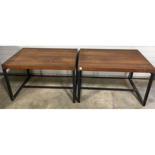 LOT OF 2 - WOODEN SLAB END TABLES - APPROX 20 x 22 x 30in