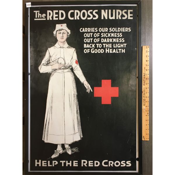 FRAMED RED CROSS NURSE PRINT - 25 x 37in