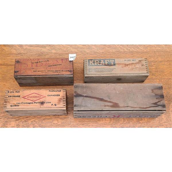 LOT OF 4 - WOODEN CHEESE BOXES 