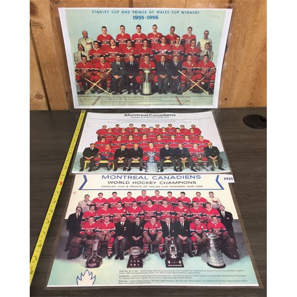 LOT OF 3 - MONTREAL CANADIENS STANLEY CUP WINNING TEAM PHOTOS