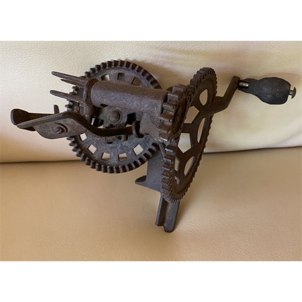 ANTIQUE APPLE PEELER - MARKED HUDSON PAPER CO, 1800's