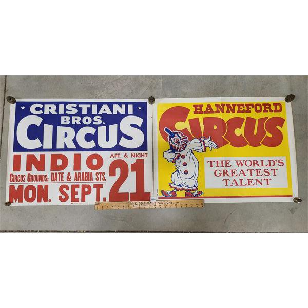 LOT OF 2 - VINTAGE CIRCUS POSTERS - 21 x 28in