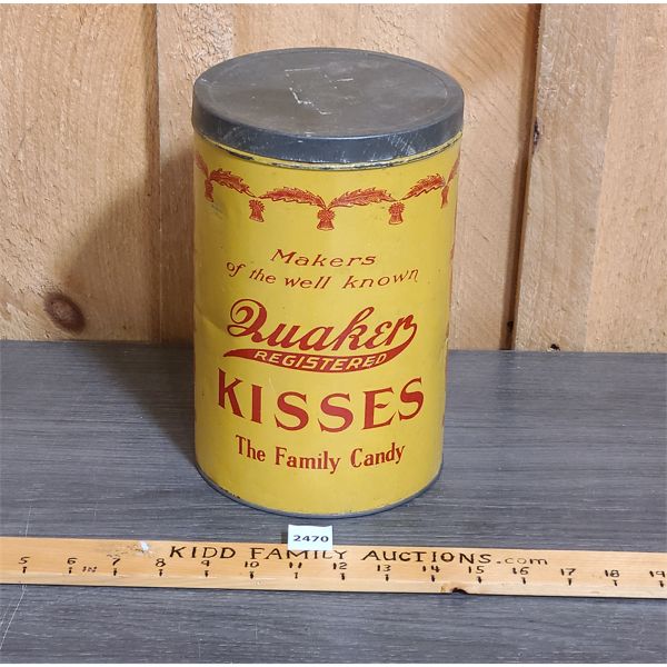 QUAKER KISSES CANDY TIN 